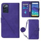 For ZTE Consumer Cellular ZMAX 5G Crossbody 3D Embossed Flip Leather Phone Case(Purple) - 1