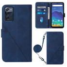 For ZTE Consumer Cellular ZMAX 5G Crossbody 3D Embossed Flip Leather Phone Case(Blue) - 1