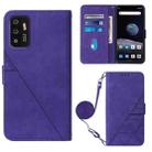 For ZTE ZMAX 11 Z6251 Crossbody 3D Embossed Flip Leather Phone Case(Purple) - 1