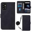 For ZTE ZMAX 11 Z6251 Crossbody 3D Embossed Flip Leather Phone Case(Black) - 1