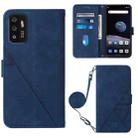 For ZTE ZMAX 11 Z6251 Crossbody 3D Embossed Flip Leather Phone Case(Blue) - 1