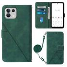 For Tone E22 Crossbody 3D Embossed Flip Leather Phone Case(Dark Green) - 1