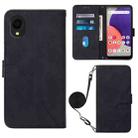 For Samsung Galaxy A22 5G JP Edition Crossbody 3D Embossed Flip Leather Phone Case(Black) - 1