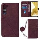 For Samsung Galaxy S23 5G Crossbody 3D Embossed Flip Leather Phone Case(Wine Red) - 1