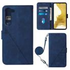 For Samsung Galaxy S23 5G Crossbody 3D Embossed Flip Leather Phone Case(Blue) - 1