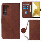 For Samsung Galaxy S23 5G Crossbody 3D Embossed Flip Leather Phone Case(Brown) - 1