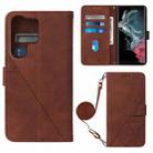 For Samsung Galaxy S23 Ultra 5G Crossbody 3D Embossed Flip Leather Phone Case(Brown) - 1