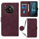 For Sharp Aquos R7 / P7 Crossbody 3D Embossed Flip Leather Phone Case(Wine Red) - 1