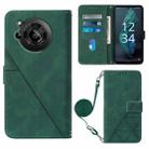 For Sharp Aquos R7 / P7 Crossbody 3D Embossed Flip Leather Phone Case(Dark Green) - 1