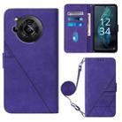 For Sharp Aquos R7 / P7 Crossbody 3D Embossed Flip Leather Phone Case(Purple) - 1