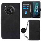 For Sharp Aquos R7 / P7 Crossbody 3D Embossed Flip Leather Phone Case(Black) - 1