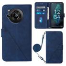 For Sharp Aquos R7 / P7 Crossbody 3D Embossed Flip Leather Phone Case(Blue) - 1