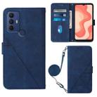 For Sharp Aquos V6 Plus / V6 Crossbody 3D Embossed Flip Leather Phone Case(Blue) - 1