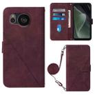 For Sharp Aquos Sense7 Plus Crossbody 3D Embossed Flip Leather Phone Case(Wine Red) - 1