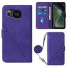 For Sharp Aquos Sense7 Plus Crossbody 3D Embossed Flip Leather Phone Case(Purple) - 1