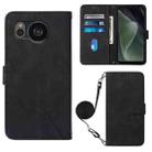For Sharp Aquos Sense7 Plus Crossbody 3D Embossed Flip Leather Phone Case(Black) - 1
