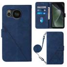 For Sharp Aquos Sense7 Plus Crossbody 3D Embossed Flip Leather Phone Case(Blue) - 1