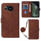 For Sharp Aquos Sense7 Plus Crossbody 3D Embossed Flip Leather Phone Case(Brown) - 1