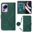 For Xiaomi Civi 2 Crossbody 3D Embossed Flip Leather Phone Case(Dark Green) - 1