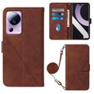 For Xiaomi Civi 2 Crossbody 3D Embossed Flip Leather Phone Case(Brown) - 1