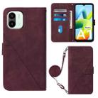 For Xiaomi Redmi A1 Crossbody 3D Embossed Flip Leather Phone Case(Wine Red) - 1