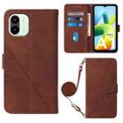 For Xiaomi Redmi A1 Crossbody 3D Embossed Flip Leather Phone Case(Brown) - 1