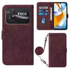 For Xiaomi Poco C40 Global Crossbody 3D Embossed Flip Leather Phone Case(Wine Red) - 1