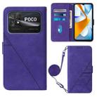 For Xiaomi Poco C40 Global Crossbody 3D Embossed Flip Leather Phone Case(Purple) - 1