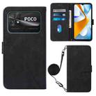 For Xiaomi Poco C40 Global Crossbody 3D Embossed Flip Leather Phone Case(Black) - 1