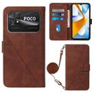 For Xiaomi Poco C40 Global Crossbody 3D Embossed Flip Leather Phone Case(Brown) - 1