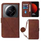 For Xiaomi 12 Ultra / 12S Ultra Crossbody 3D Embossed Flip Leather Phone Case(Brown) - 1