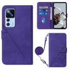 For Xiaomi 12T / 12T Pro / Redmi K50 Ultra Crossbody 3D Embossed Flip Leather Phone Case(Purple) - 1