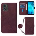 For UMIDIGI C1 Crossbody 3D Embossed Flip Leather Phone Case(Wine Red) - 1