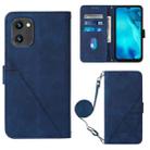 For UMIDIGI C1 Crossbody 3D Embossed Flip Leather Phone Case(Blue) - 1