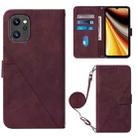 For UMIDIGI Power 7 Max Crossbody 3D Embossed Flip Leather Phone Case(Wine Red) - 1