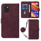 For UMIDIGI Power 7 / Power 7S Crossbody 3D Embossed Flip Leather Phone Case(Wine Red) - 1