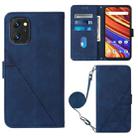 For UMIDIGI Power 7 / Power 7S Crossbody 3D Embossed Flip Leather Phone Case(Blue) - 1