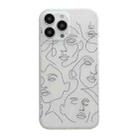 For iPhone 14 Pro Translucent Frosted IMD TPU Phone Case(White Abstract Face) - 1