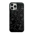 For iPhone 14 Pro Max Translucent Frosted IMD TPU Phone Case(Black Abstract Face) - 1