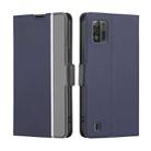 For ZTE Blade A52 Lite Twill Texture Side Buckle Leather Phone Case(Blue) - 1