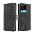 For vivo iQOO Neo7 Skin Feel Crocodile Magnetic Clasp Leather Phone Case(Black) - 1