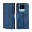 For vivo iQOO Neo7 Skin Feel Crocodile Magnetic Clasp Leather Phone Case(Blue) - 1