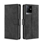 For vivo T2x 5G/Y73t/iQOO Z6x Skin Feel Crocodile Magnetic Clasp Leather Phone Case(Black) - 1