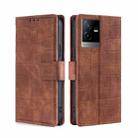 For vivo T2x 5G/Y73t/iQOO Z6x Skin Feel Crocodile Magnetic Clasp Leather Phone Case(Brown) - 1