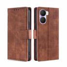 For Honor Play 40 Plus Skin Feel Crocodile Magnetic Clasp Leather Phone Case(Brown) - 1