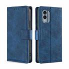 For Nokia X30 5G Skin Feel Crocodile Magnetic Clasp Leather Phone Case(Blue) - 1