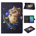 For iPad 10th Gen 10.9 2022 Colored Drawing Pattern Flip Leather Smart Tablet Case(Skateboard Cat) - 1