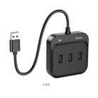 hoco HB31 Easy 4 in 1 USB to USB3.0+USB2.0x3 Converter, Cable Length:0.2m(Black) - 1