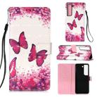 For Samsung Galaxy S23 5G 3D Painting Horizontal Flip Leather Phone Case(Rose Butterfly) - 1