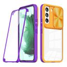 For Samsung Galaxy S22 5G 360 degree Full Coverage Sliding Camshield Phone Case(Yellow+Purple) - 1